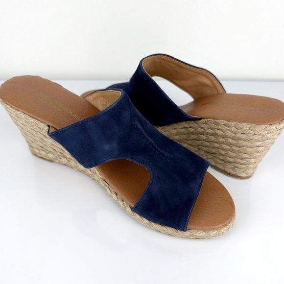 Andre Assous Women's Alana Suede Espadrille Wedge Slide Sandals Blue Size 9.5 - Picture 5 of 10